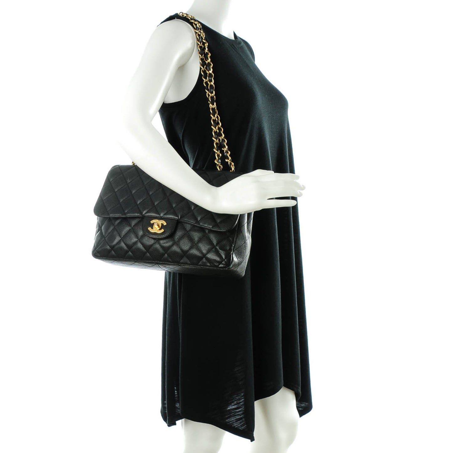 Caviar Quilted Jumbo Single Flap Black