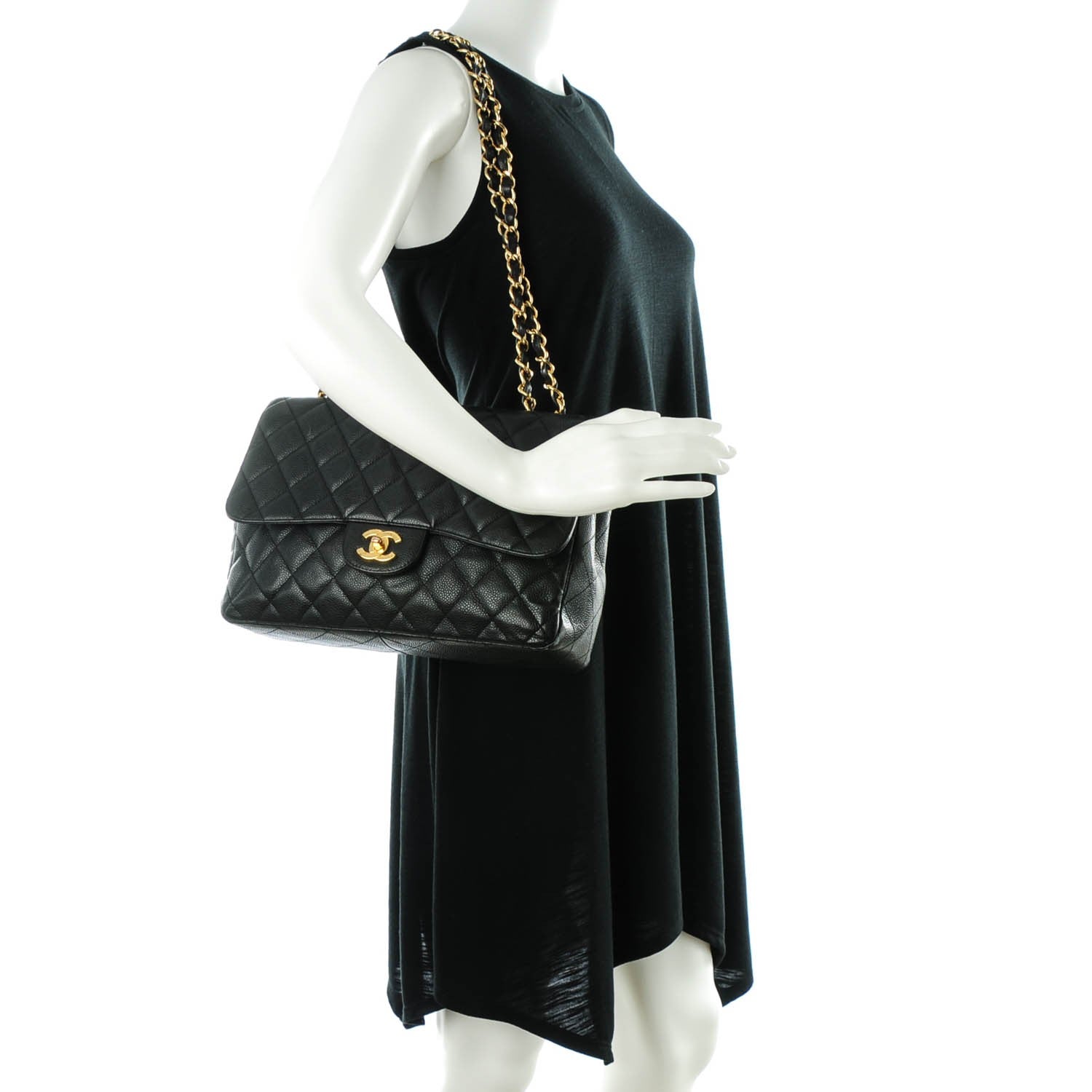 Chanel Caviar Quilted Jumbo Single Flap Black 2 of 8