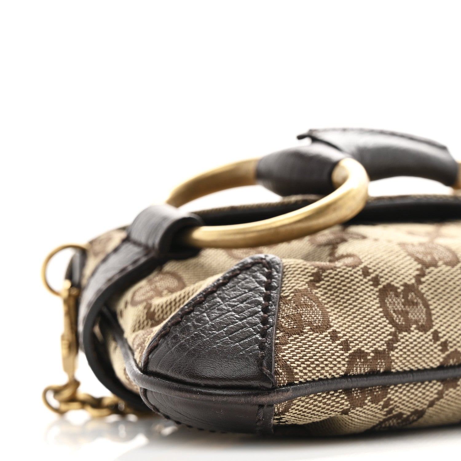 Gucci Monogram Horsebit Clutch Dark Brown 9 of 10