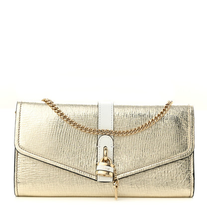 Chloe Metallic Textured Calfskin Aby Wallet on Chain Gold 1 of 11