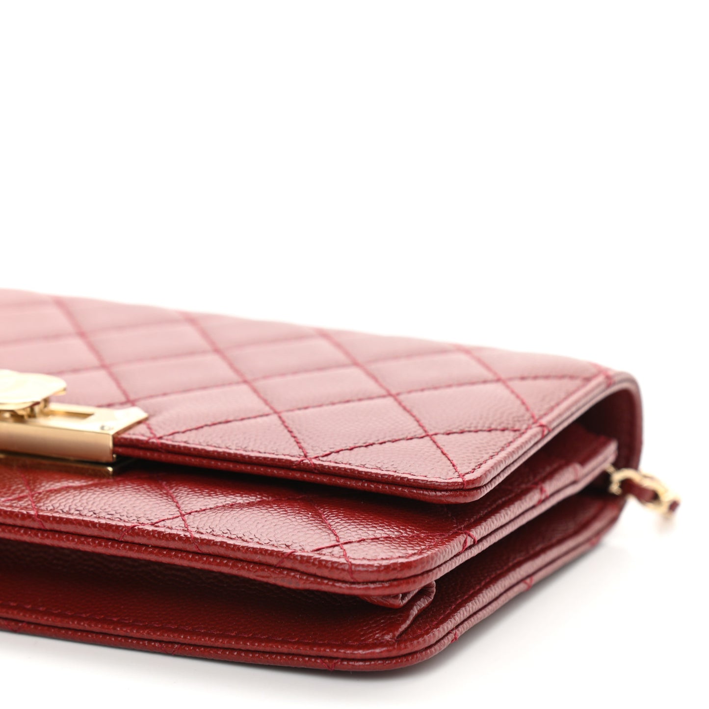 Caviar Quilted Golden Class Wallet On Chain WOC Red