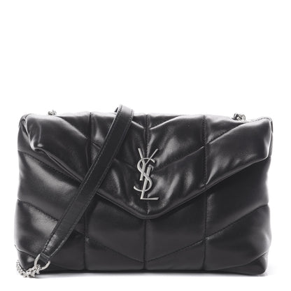 Saint Laurent Lambskin Quilted Toy Loulou Puffer Monogram Chain Satchel Black 1 of 7