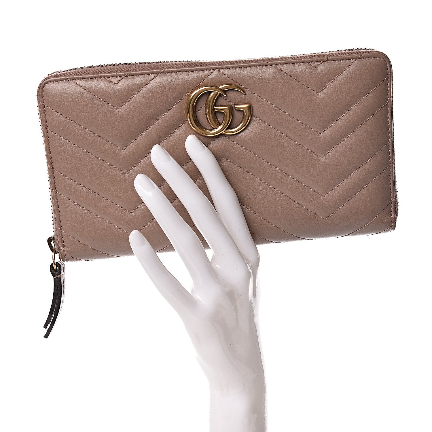 Gucci Calfskin Matelasse GG Marmont Zip Around Organizer Wallet Porcelain Rose 2 of 17
