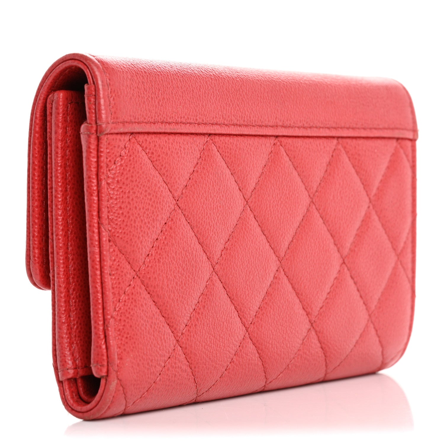 Chanel Grained Calfskin Quilted CC Box Flap Wallet Red 3 of 17