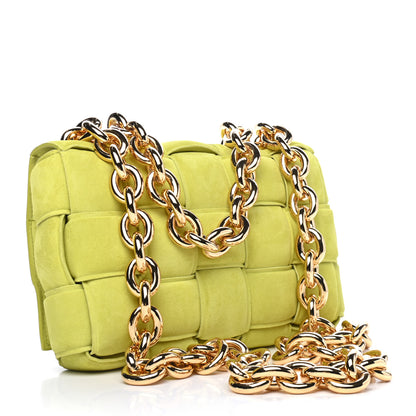 Bottega Veneta Suede Maxi Intrecciato Padded Chain Cassette Crossbody Bag Kiwi 2 of 5