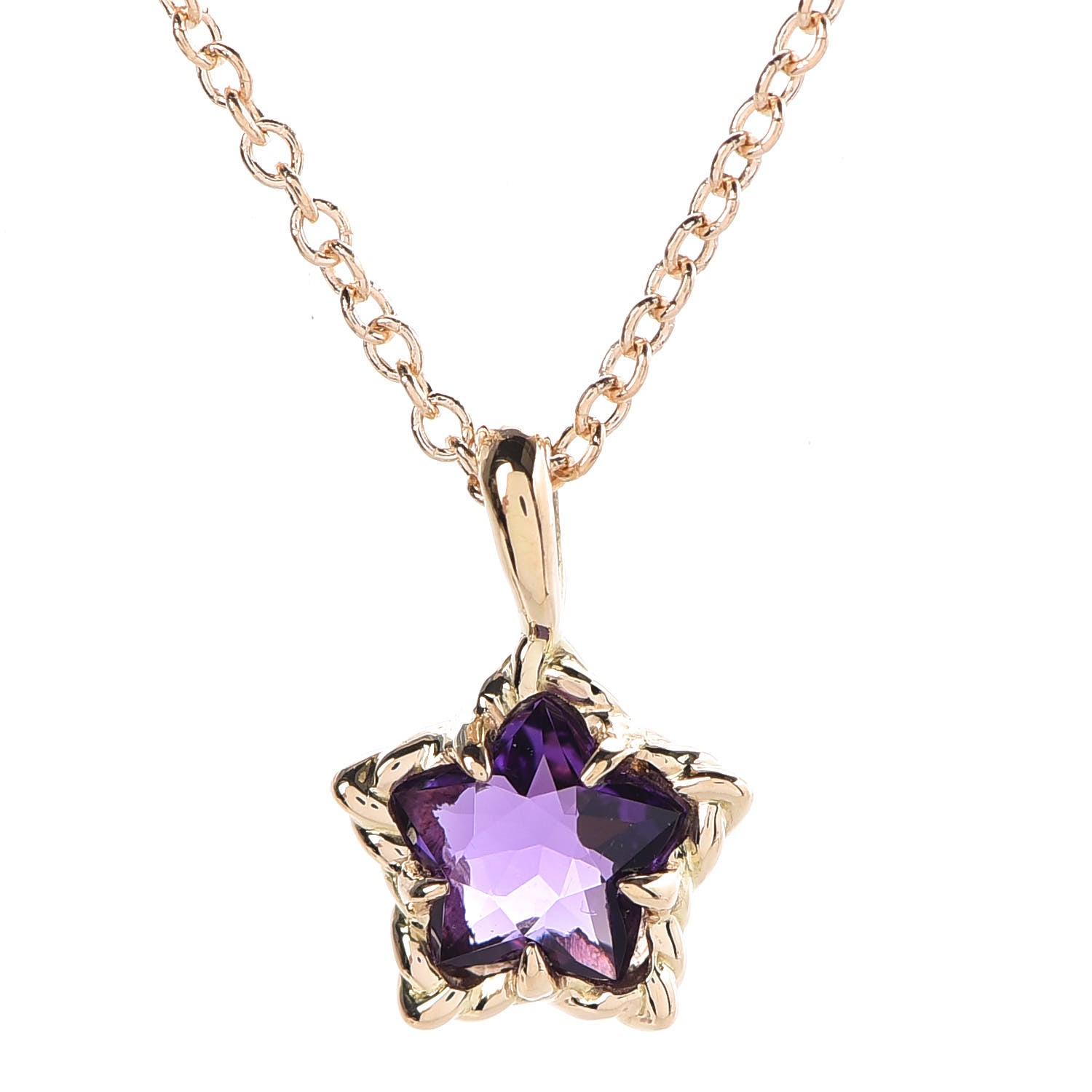 David Yurman 18K Yellow Gold Amethyst Cable Collectibles Kids Star Charm Pendant Necklace 4 of 5