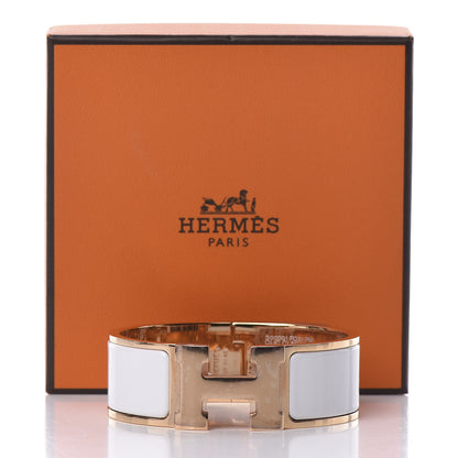 Hermes Enamel Wide Clic Clac H Bracelet PM White 6 of 6