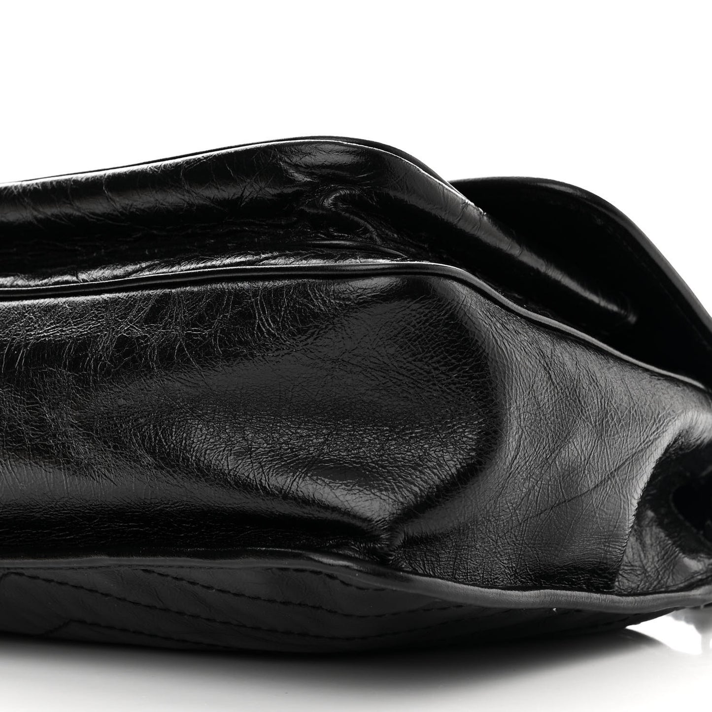 Crinkled Calfskin Matelasse Monogram Medium Niki Chain Satchel Black