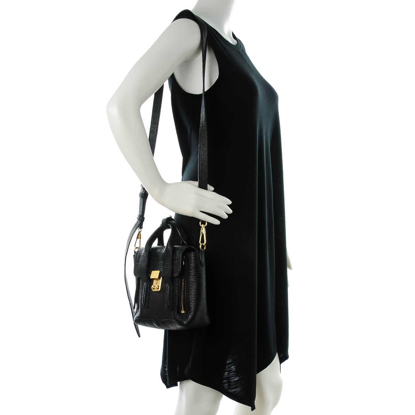 3.1 Textured Calfskin Mini Pashli Satchel Black