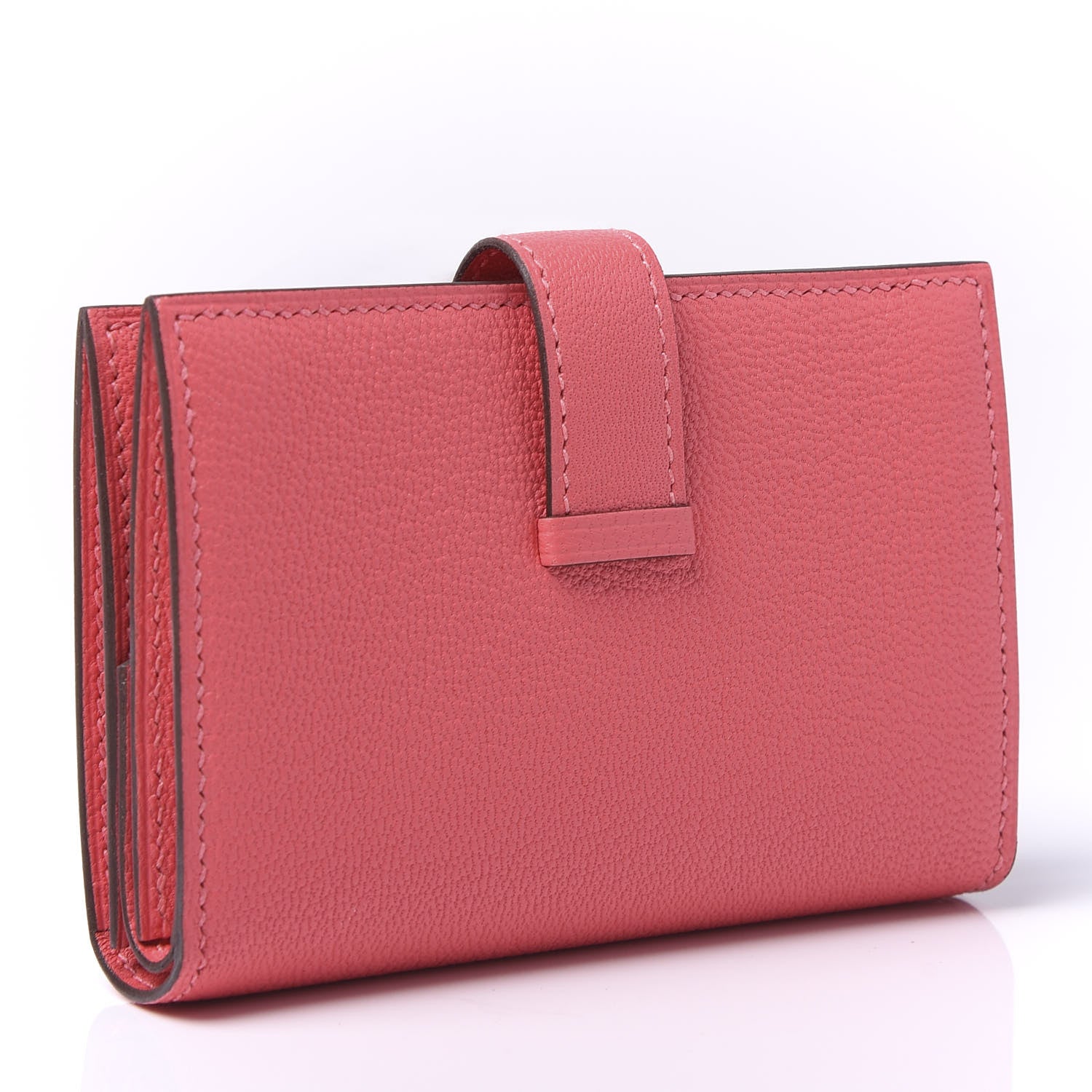 Hermes Chevre Mysore Mini Bearn Wallet Rose Lipstick 2 of 10