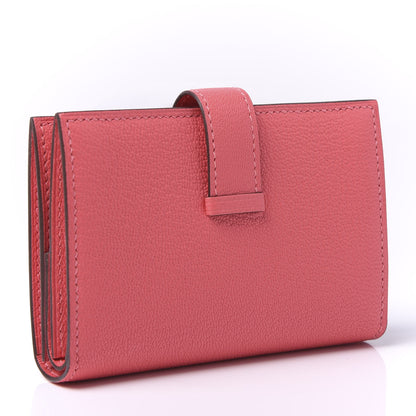 Hermes Chevre Mysore Mini Bearn Wallet Rose Lipstick 2 of 10