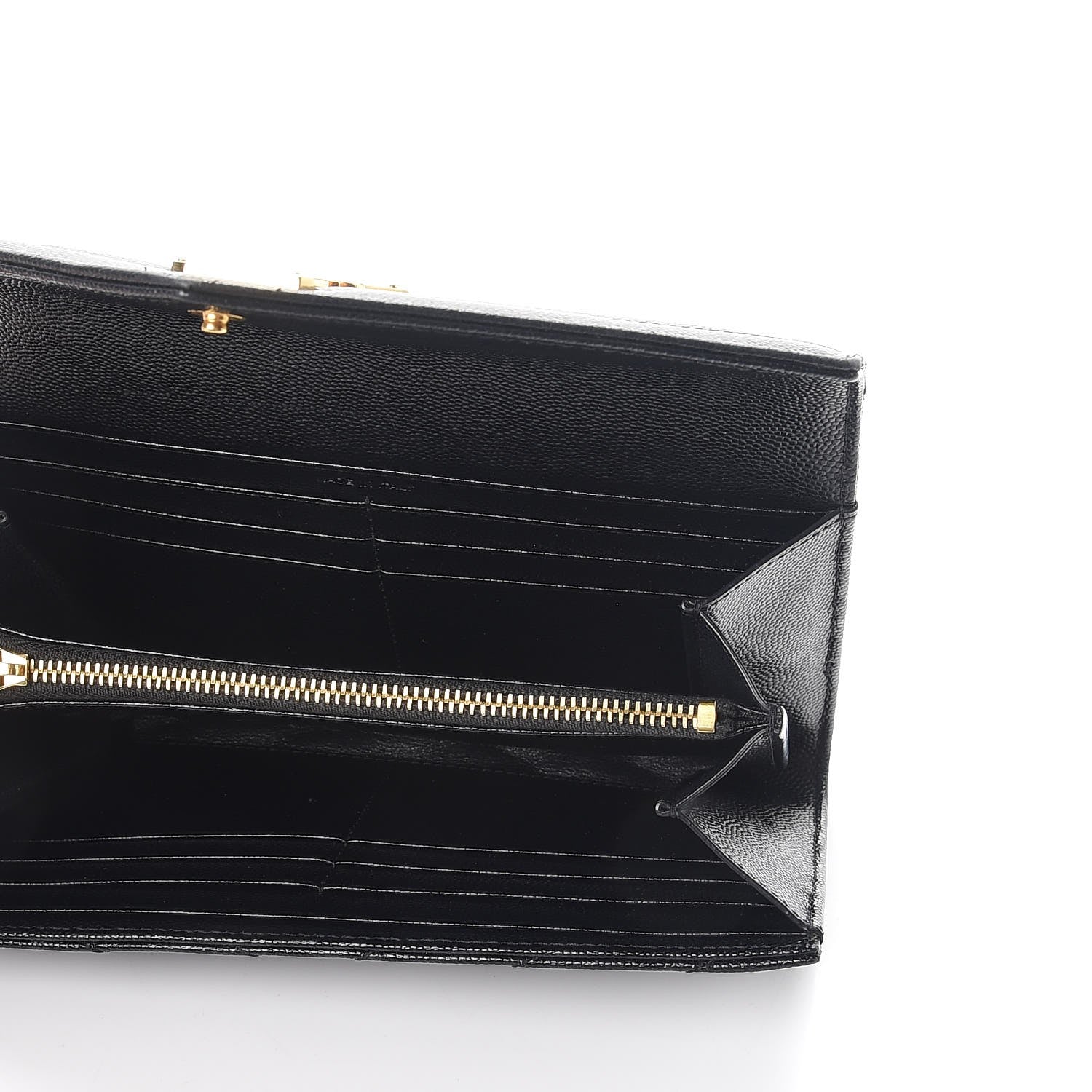 Saint Laurent Grain De Poudre Matelasse Chevron Monogram Flap Wallet Black 5 of 9