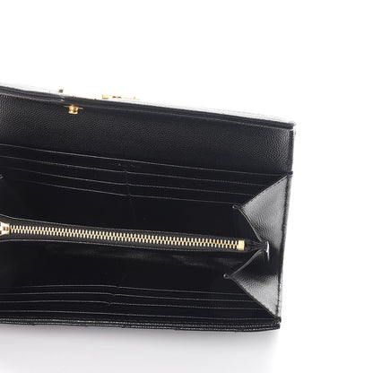 Saint Laurent Grain De Poudre Matelasse Chevron Monogram Flap Wallet Black 5 of 9