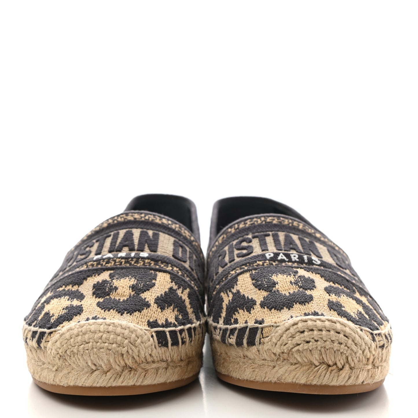 Cotton Embroidered Leopard Print Granville Espadrille 36 Natural