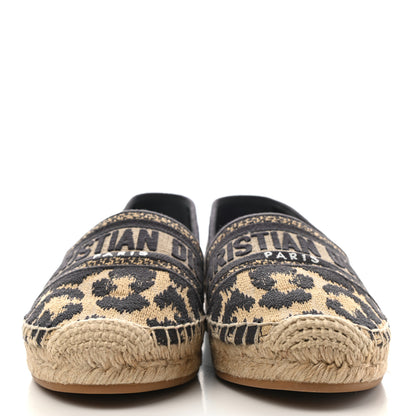 Christian Dior Cotton Embroidered Leopard Print Granville Espadrille 36 Natural 2 of 9
