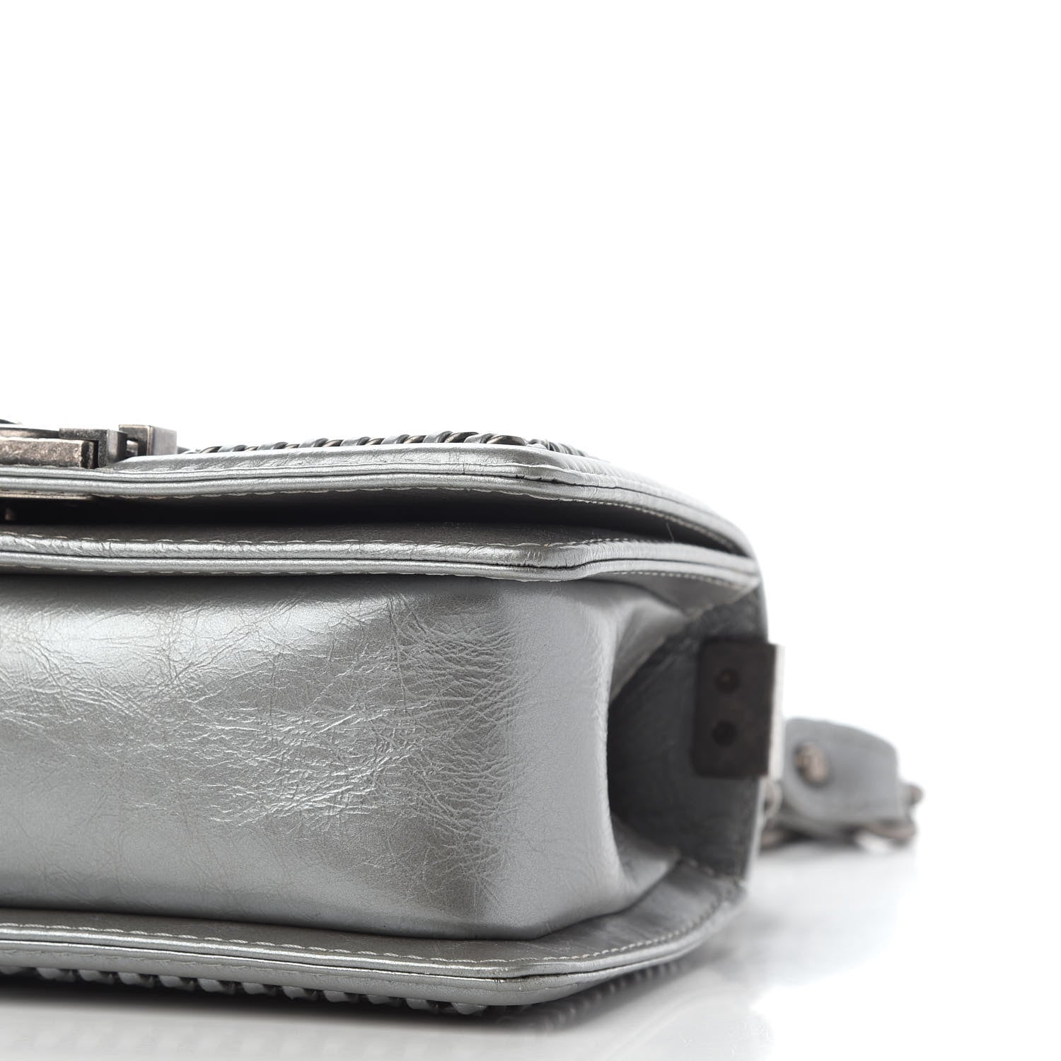 Chanel Metallic Aged Calfskin Quilted Small Boy Handle Flap Charcoal 8 of 8