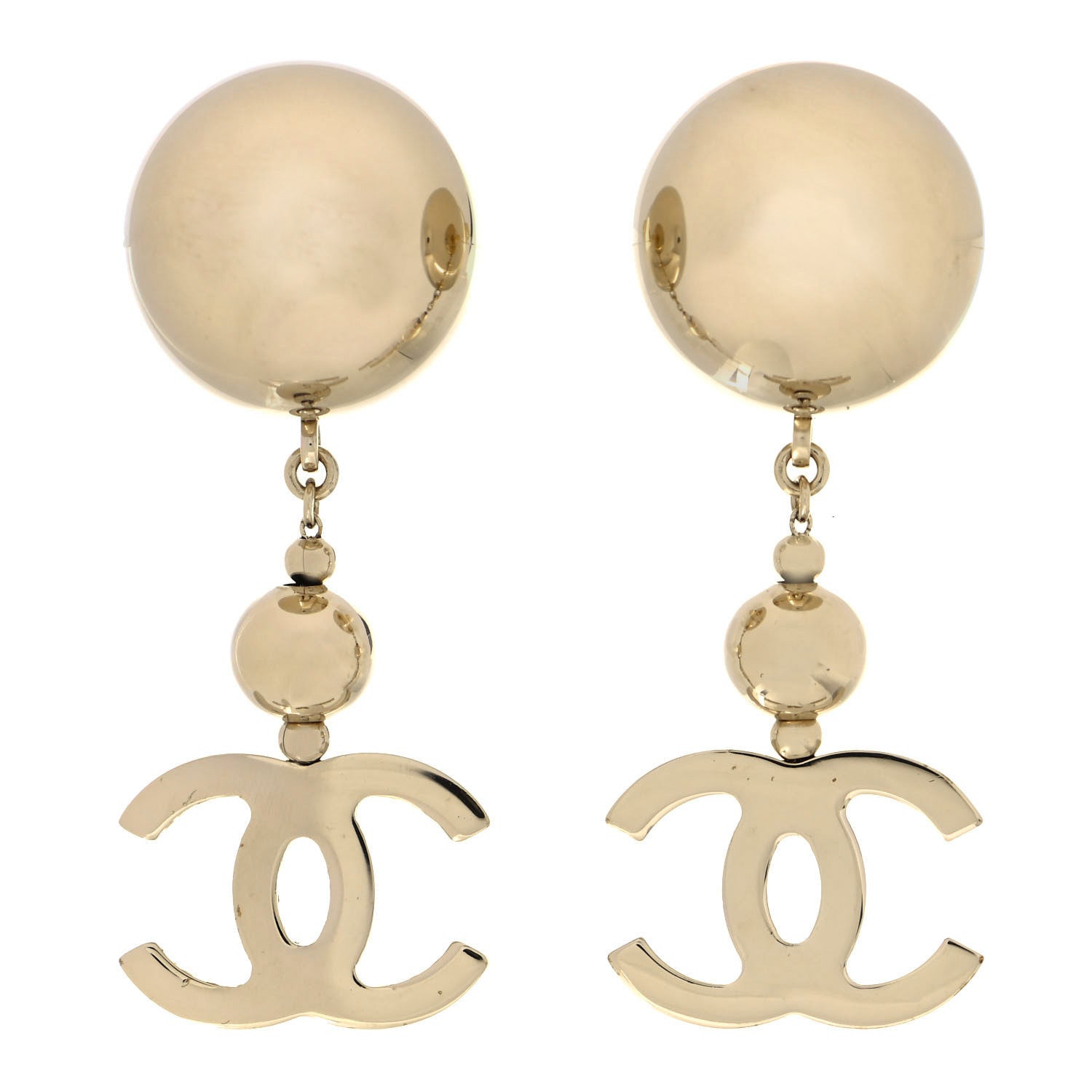 Chanel Metal CC Drop Earrings Gold 1 of 4