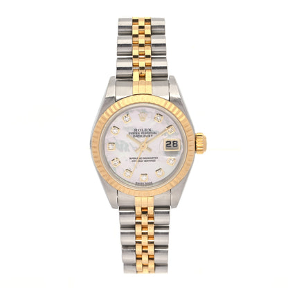 Rolex Stainless Steel 18K Yellow Gold Diamond Mother of Pearl 26mm Oyster Perpetual Datejust Watch 79173 1 of 4