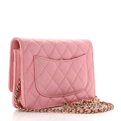 Chanel Iridescent Caviar Quilted Wallet on Chain WOC Rose Pink 3 of 10