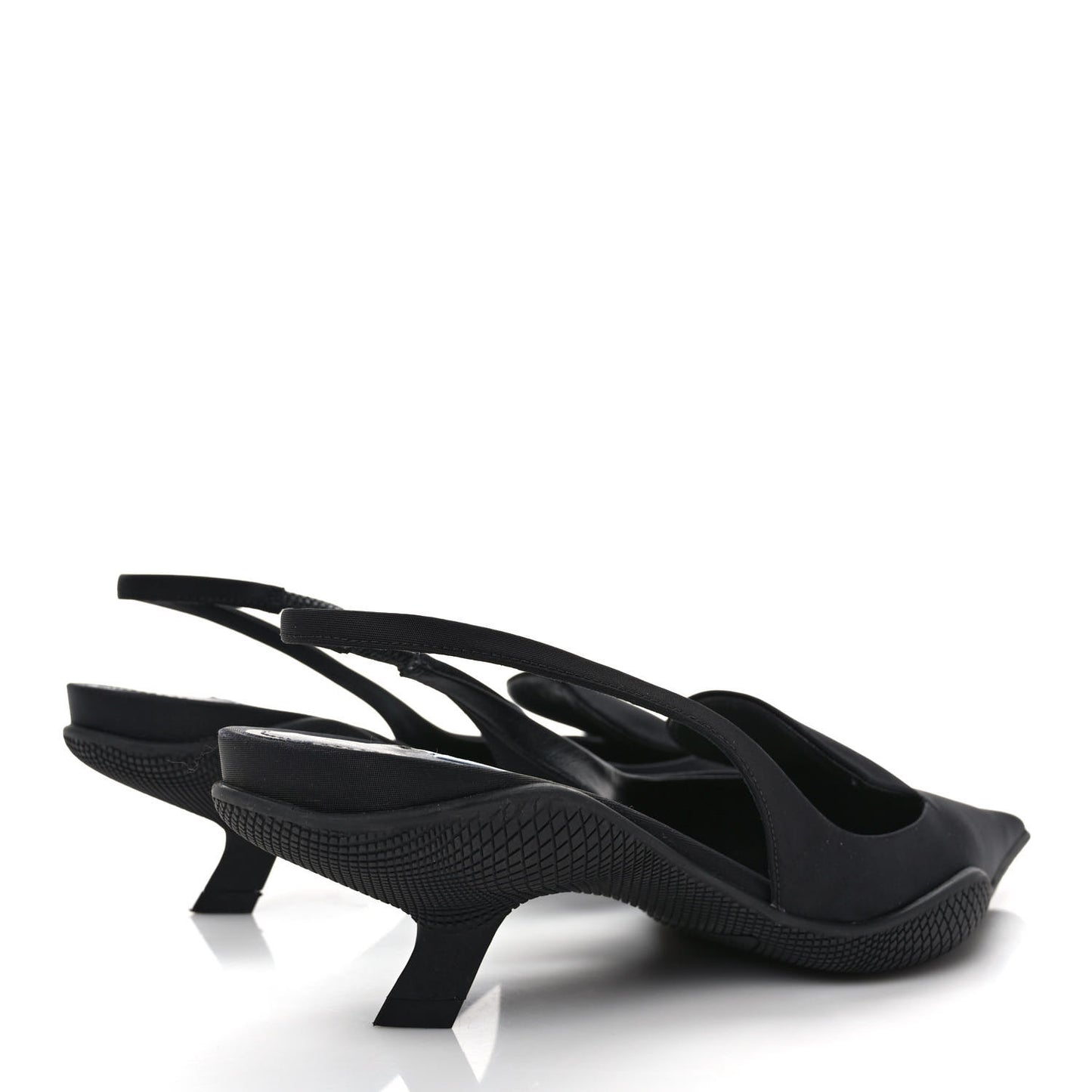 Nylon Logo Pointed Toe 45mm Slingback Pumps 36.5 Black