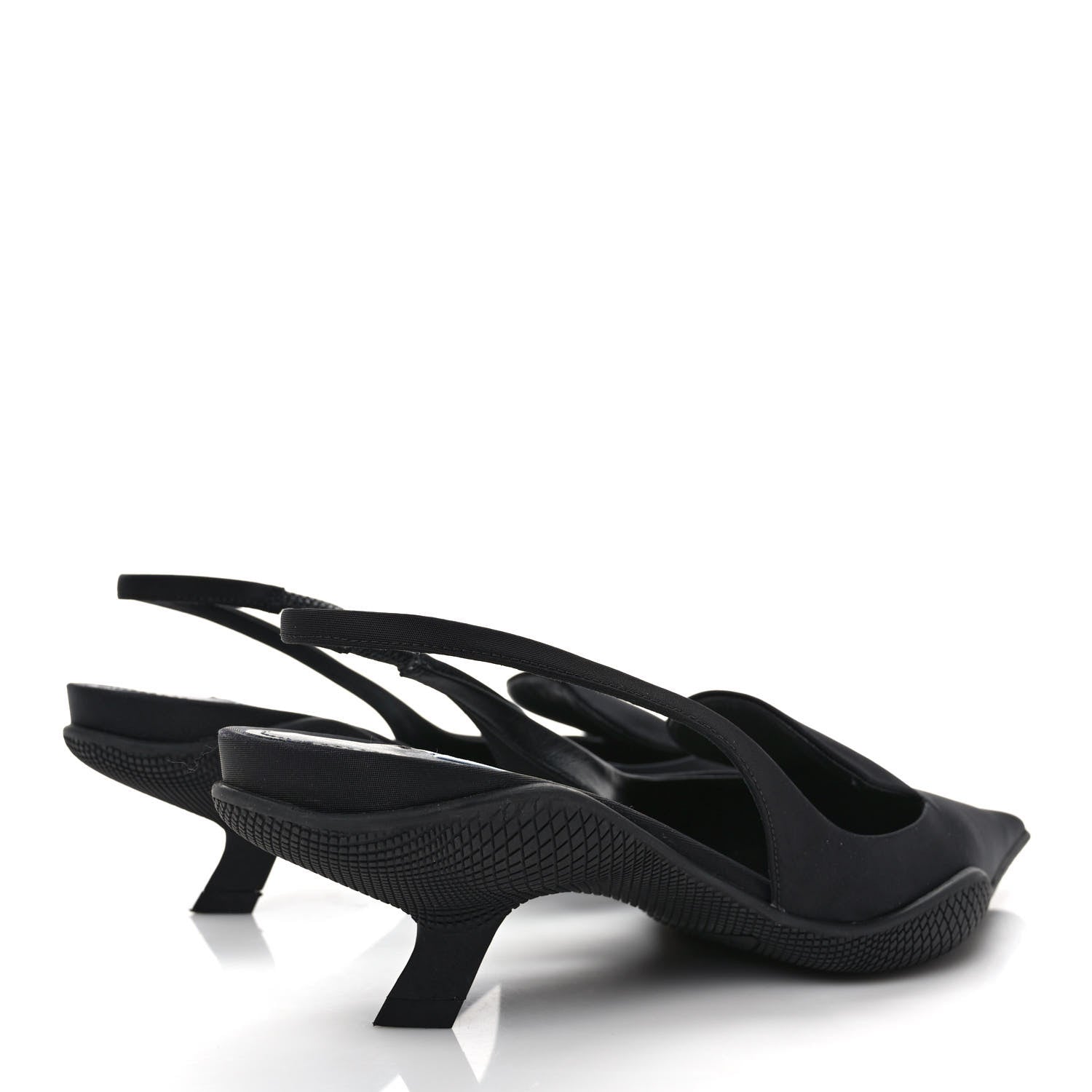 Prada Nylon Logo Pointed Toe 45mm Slingback Pumps 36.5 Black 4 of 7