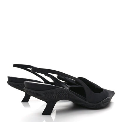 Prada Nylon Logo Pointed Toe 45mm Slingback Pumps 36.5 Black 4 of 7