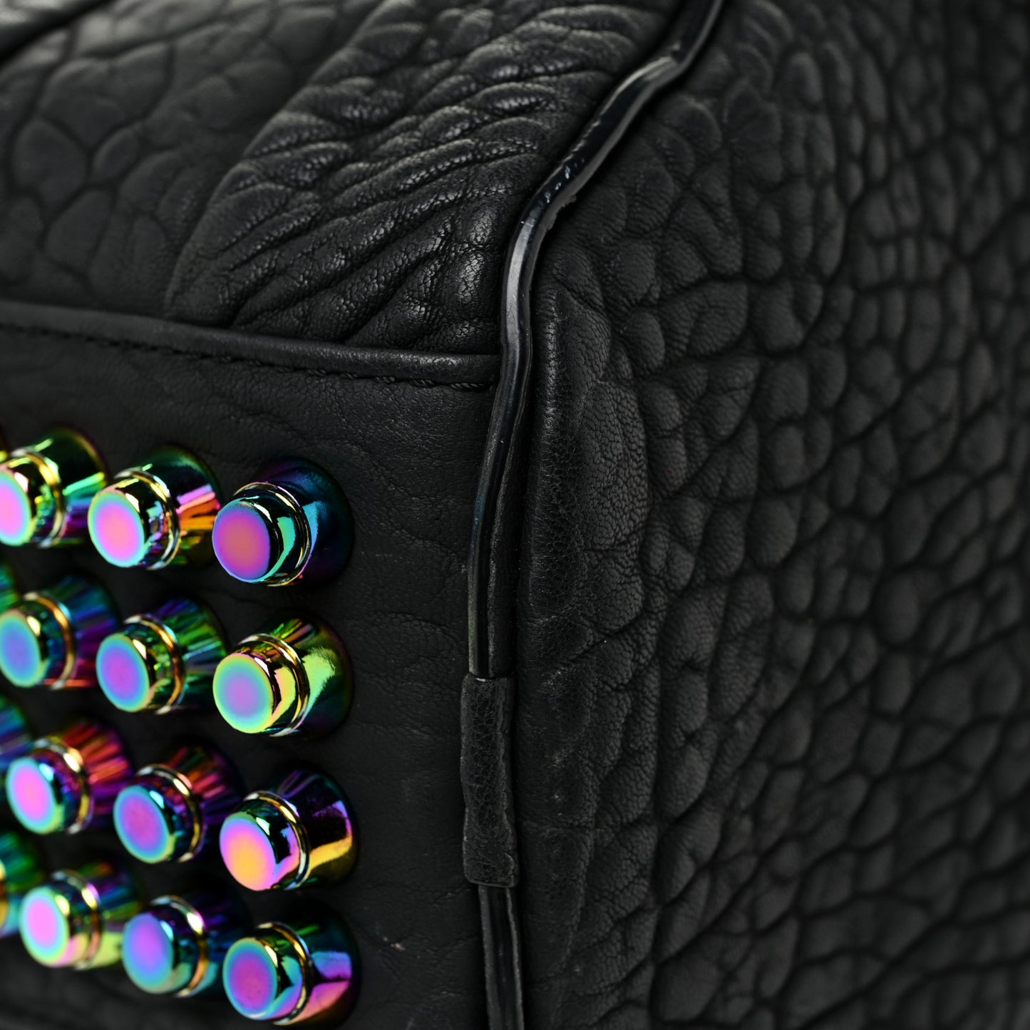Pebbled Lambskin Rockie Black Iridescent Hardware