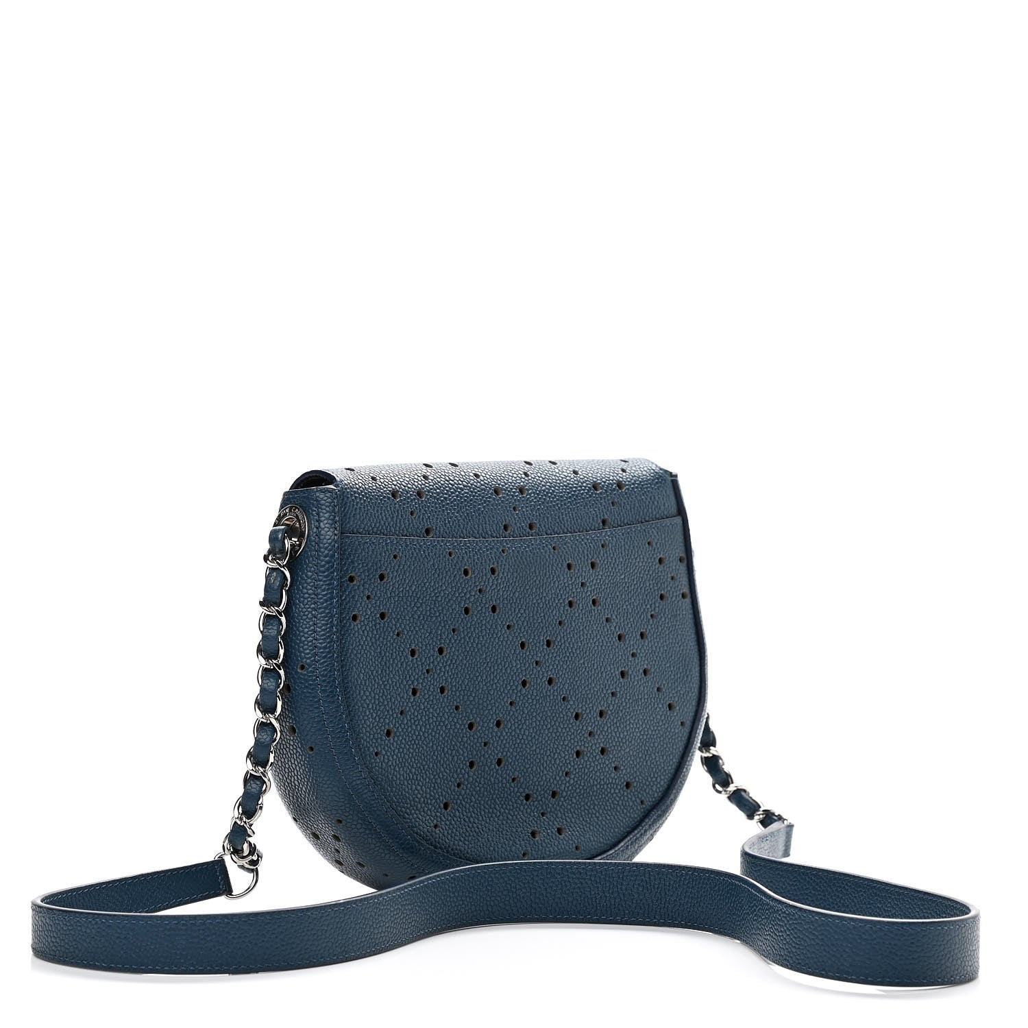 Chanel Caviar Perforated Messenger Bag Navy 3 of 10
