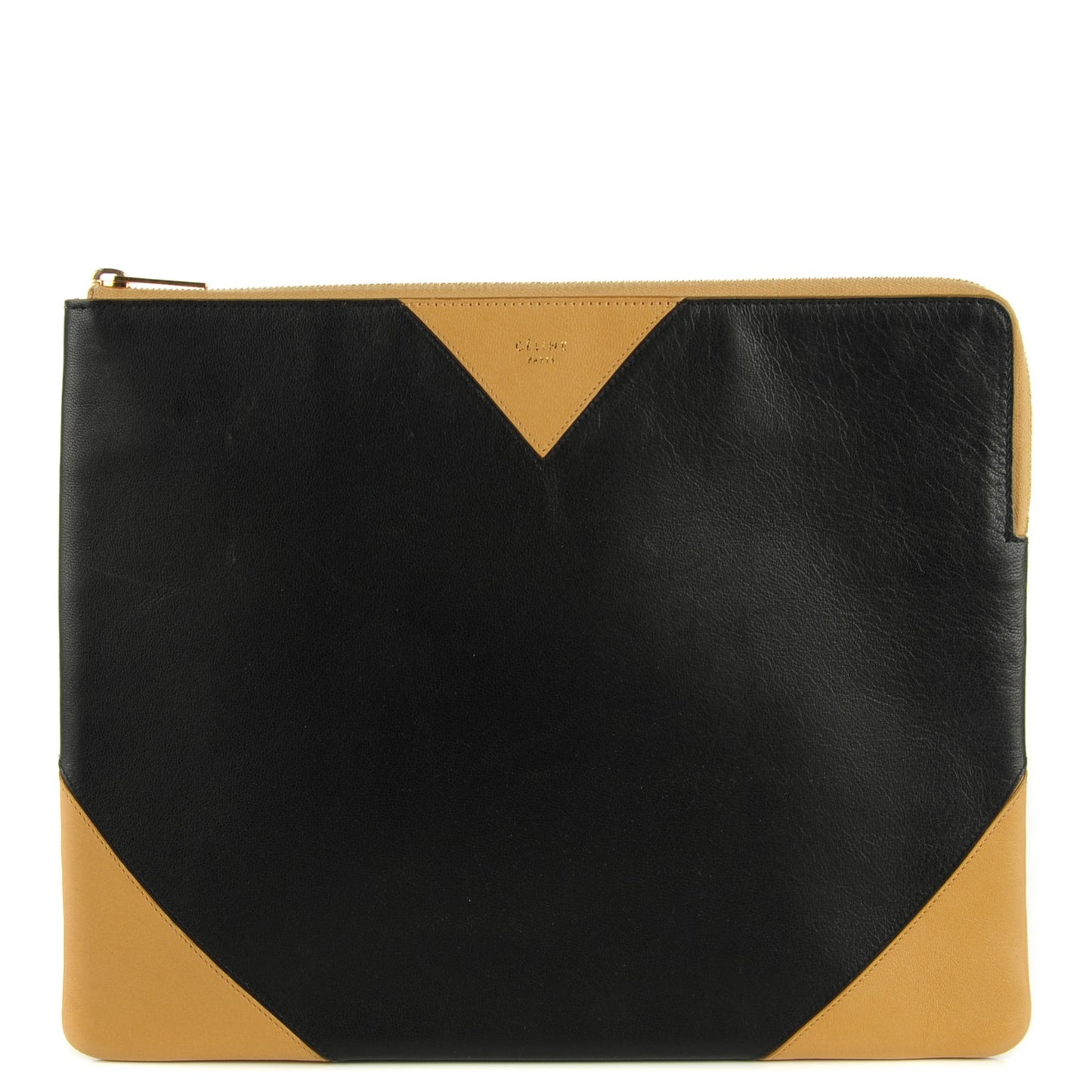 Lambskin Bi-Color Zip Pouch Black