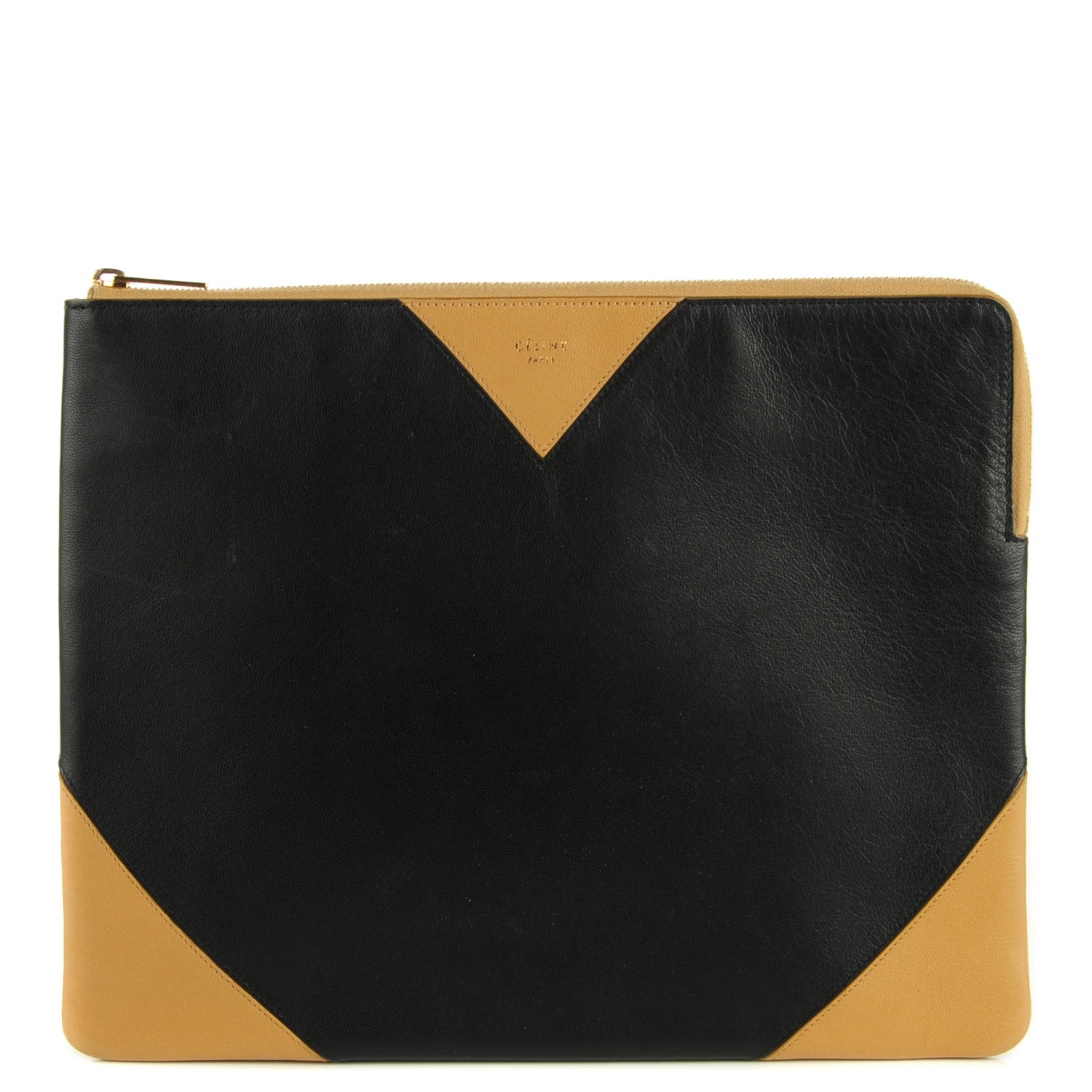 Celine Lambskin Bi-Color Zip Pouch Black 1 of 8