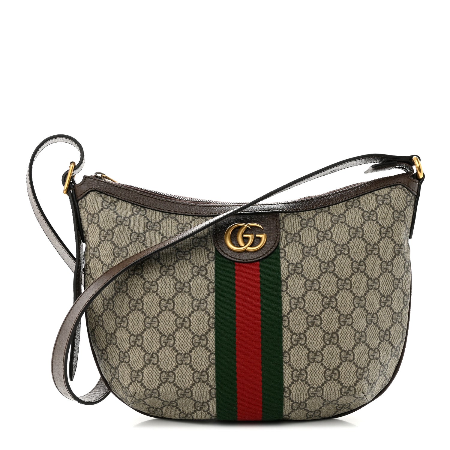 Gucci GG Supreme Monogram Web Small Ophidia Half Moon Hobo Brown 1 of 10