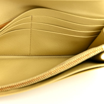 Prada Saffiano Metal Bar Continental Flap Wallet Polline 5 of 10