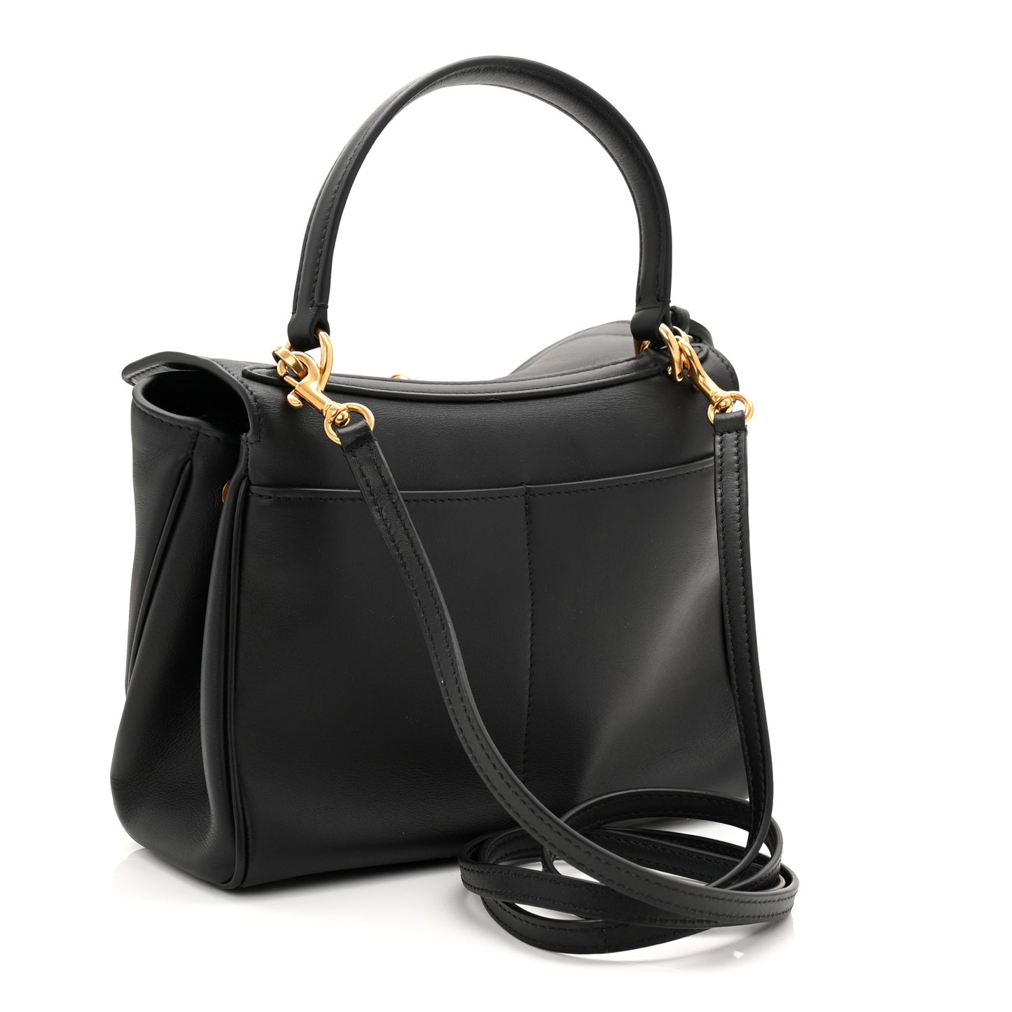Natural Smooth Calfskin Mini Rodeo Top Handle Handbag Black