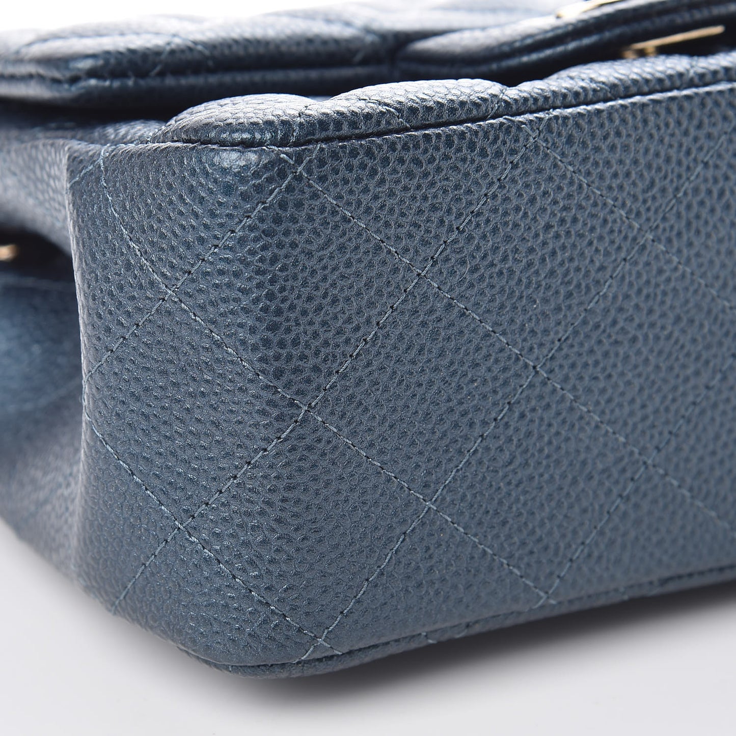 Iridescent Caviar Quilted Mini Square Flap Dark Blue