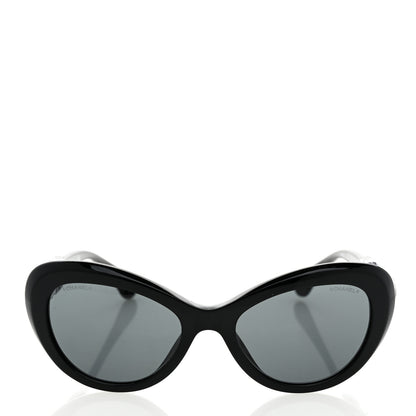 Chanel Acetate Glass Pearls Cat Eye Sunglasses 5443-H Black 2 of 8