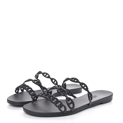 Hermes Rubber Chaine d'Ancre Rivage Sandals 40 Black 3 of 8