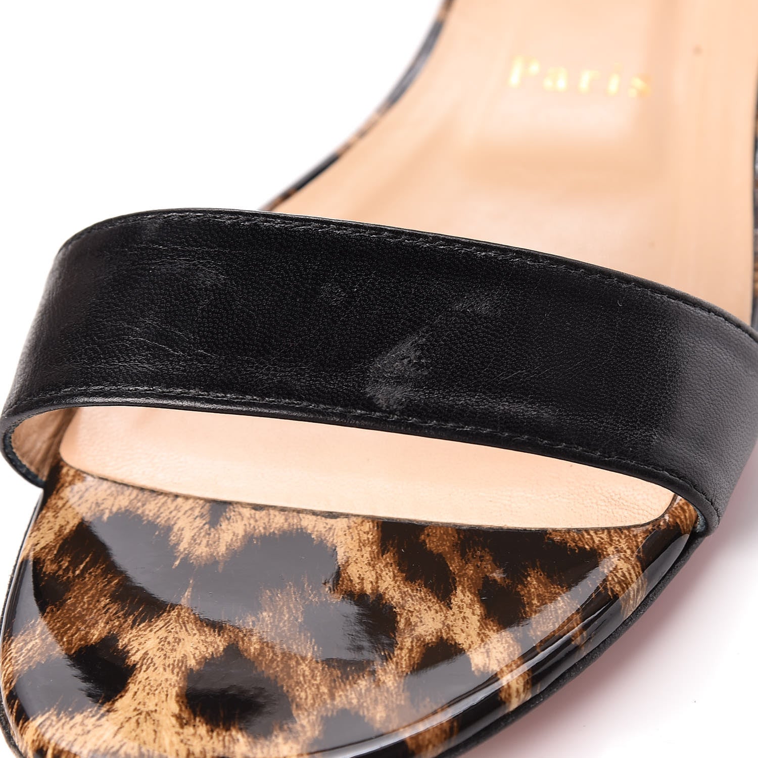 Christian Louboutin Kid Nappa Patent Leopard Tres Bea 50 Gladiator Sandals 39 White Black 14 of 16