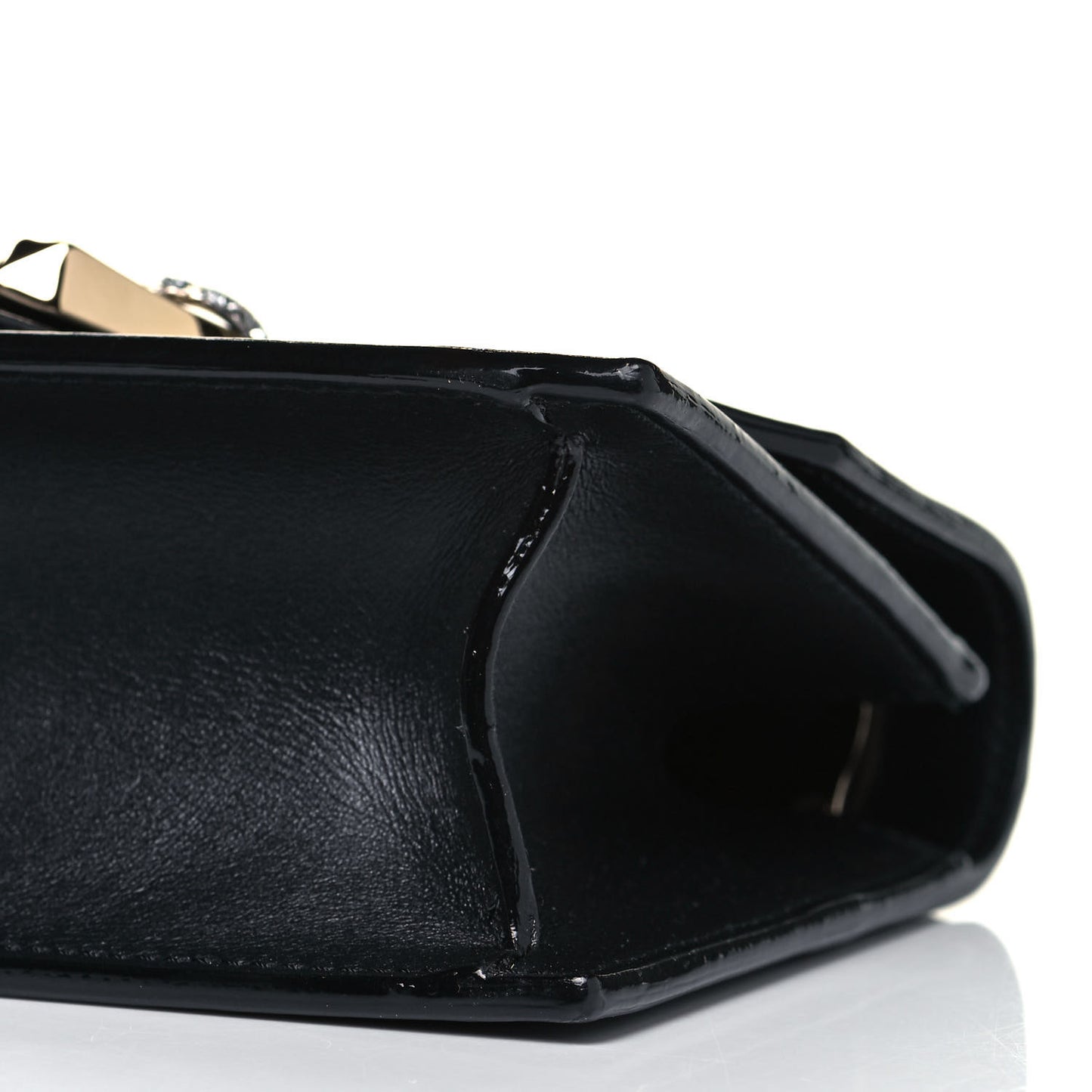 Smooth Calfskin Crystal Snake Buckle Paris Crossbody Bag Black