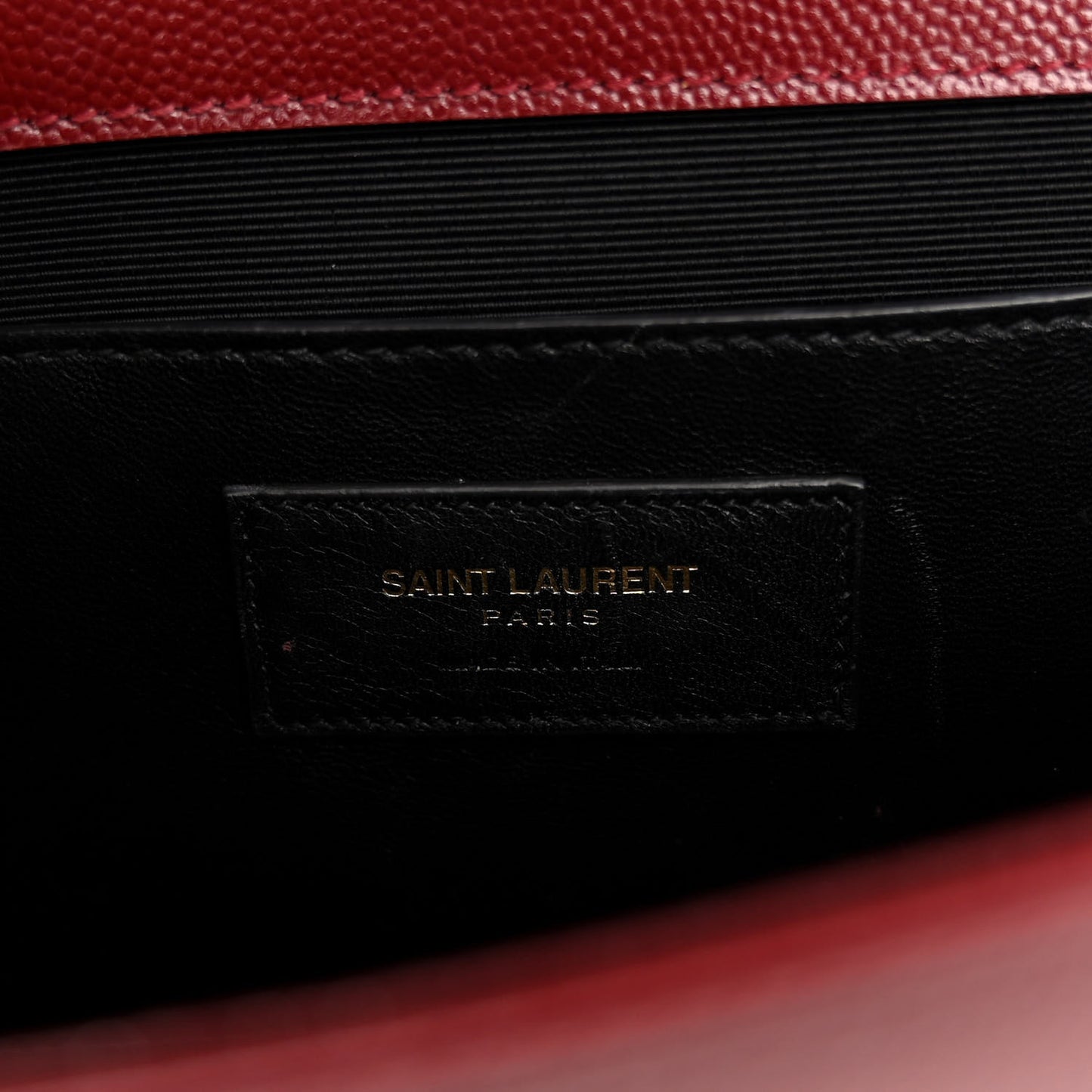 SAINT LAURENT Grain De Poudre Classic Monogram Cassandre Clutch Dark Red