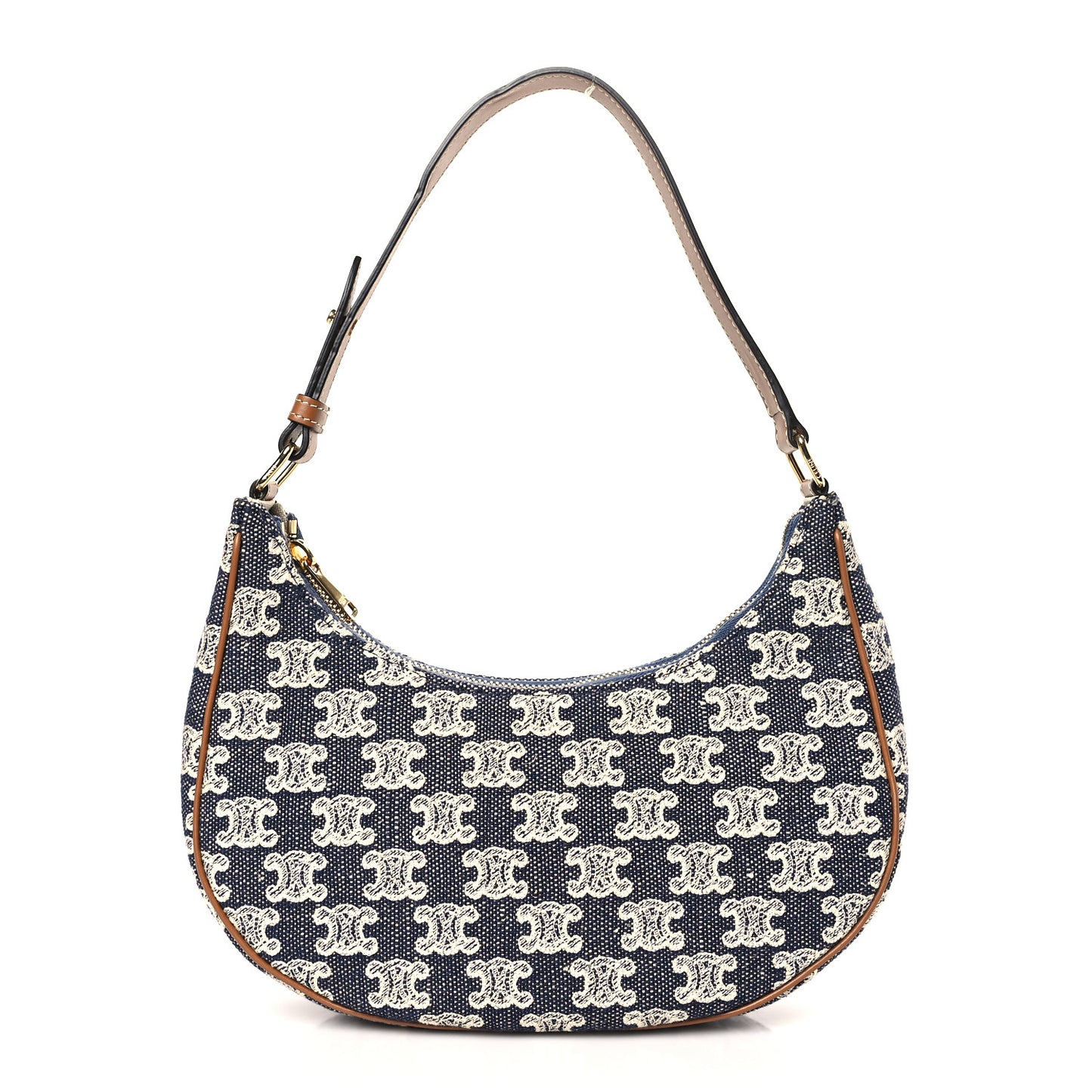 Canvas Calfskin Ava Triomphe Shoulder Bag Blue