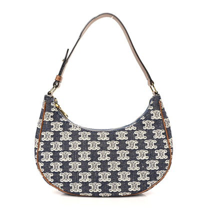 Celine Canvas Calfskin Ava Triomphe Shoulder Bag Blue 1 of 9