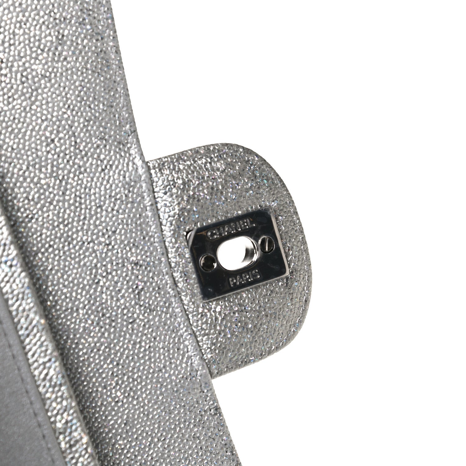 Chanel Glittered Metallic Caviar Quilted Medium Double Flap Silver 7 of 13