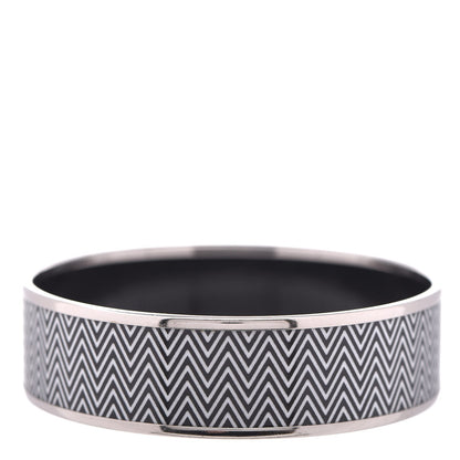Hermes Enamel Printed Chevron Wide Bracelet 65 Black 3 of 7