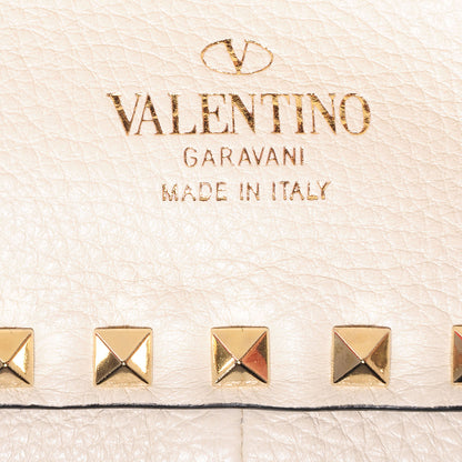 Valentino Garavani Pebbled Calfskin Medium Rockstud Reversible Tote Black Light Ivory 9 of 9