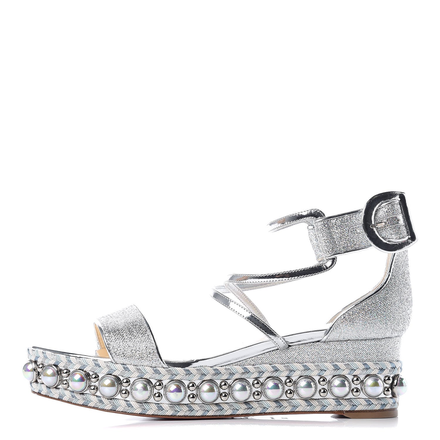 Christian Louboutin Lurex Chocazeppa 60 Platform Sandals 38 Silver 1 of 8