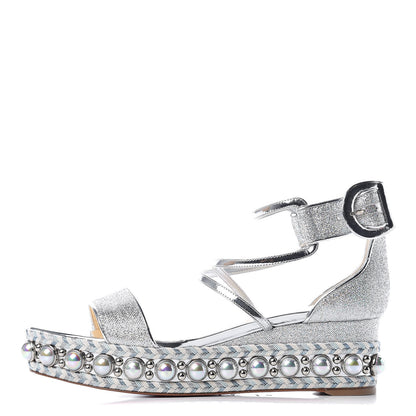 Christian Louboutin Lurex Chocazeppa 60 Platform Sandals 38 Silver 1 of 8