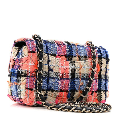 Chanel Tweed Quilted Mini Rectangular Flap Blue Orange Pink 3 of 14