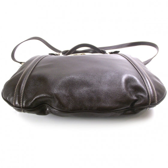 Leather Medium Britt Bag Dark Brown