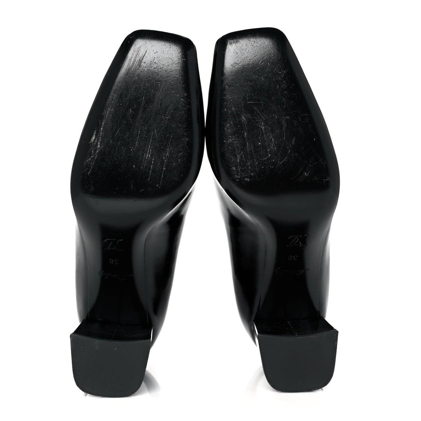 LOUIS VUITTON Patent Calfskin Madeleine Pumps 38 Black