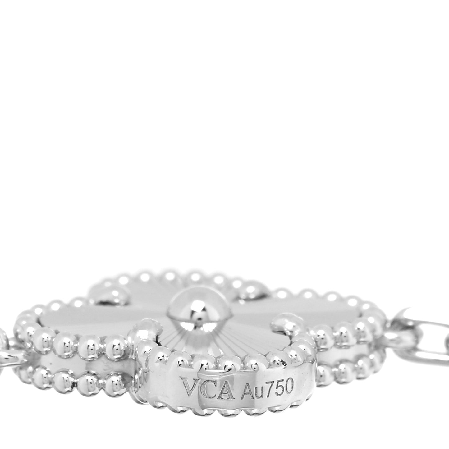 18K White Gold 5 Motifs Guilloche Vintage Alhambra Bracelet